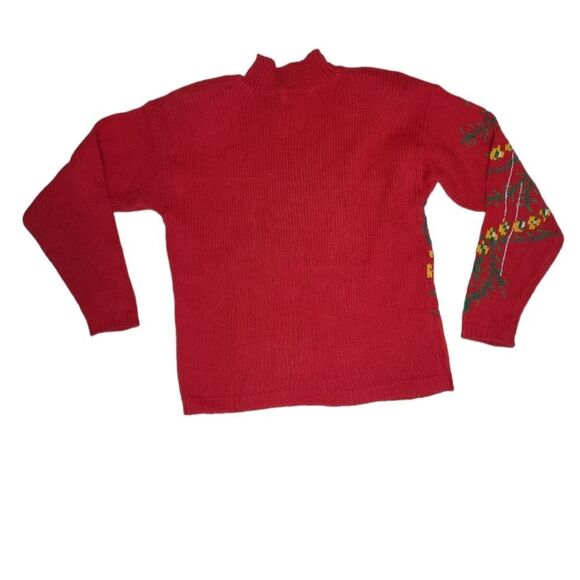 VINTAGE 90s red Nutcracker mock neck Christmas holiday sweater M - Picture 2 of 10